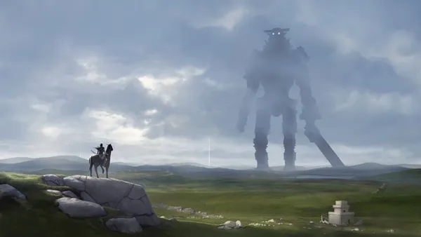 One who looks up at the giant in the ruins