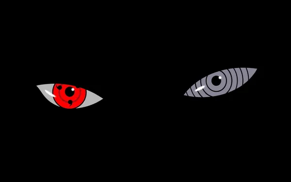Pair of red and purple eyes with black background