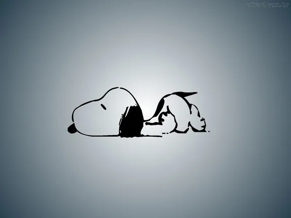 Simple line drawing of Snoopy, a character from Peanuts, sleeping