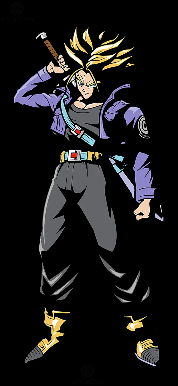 The photo is of the anime character Trunks from Dragon Ball Z