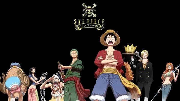 The photo shows the main characters from the anime One Piece
