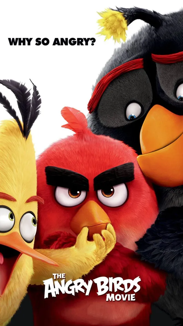 Three Angry Birds in front of a white background