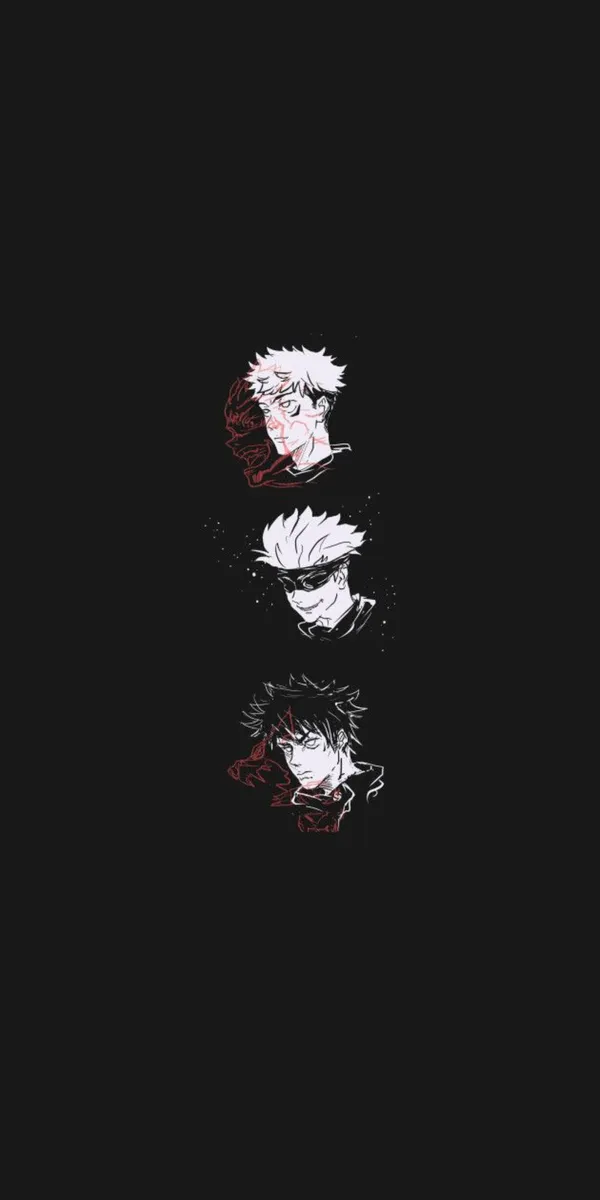 Three characters from the anime series Jujutsu Kaisen