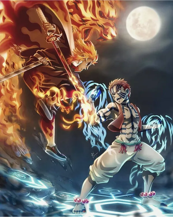 Two anime characters are fighting each other