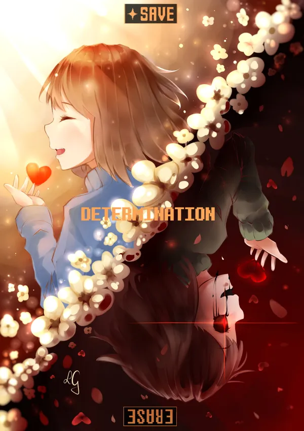 Two girls, one happy, one sad, with a heart-shaped locket